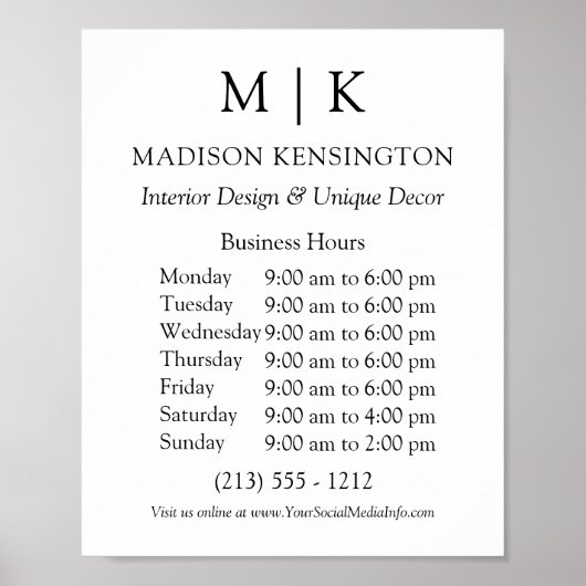 モノグラムまたはロゴの追加ビジネス時間の短縮 ポスター (正面)