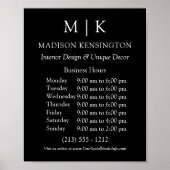 モノグラムまたはロゴの追加ビジネス時間スモールブラック ポスター (正面)