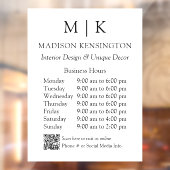 モノグラムまたはロゴの追加ビジネス時間QRコード ウィンドウサイン (シート2)