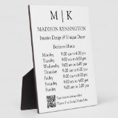 モノグラムまたはロゴの追加ビジネス時間QRコード フォトプラーク (側面)