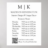 モノグラムまたはロゴの追加ビジネス時間QRコード ポスター (正面)