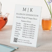 モノグラムまたはロゴの追加ビジネス時間QRコード 台座サイン (インサイチュ)