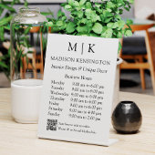 モノグラムまたはロゴの追加ビジネス時間QRコード 台座サイン