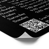 モノグラムまたはロゴの追加ビジネス時間QRスモールブラック ポスター (角)
