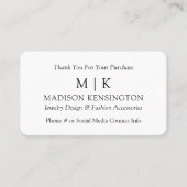 モノグラムまたはロゴの追加ビジネス郵送カードの挿入 名刺 (正面)