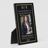 モノグラムまたはロゴの追加ビジネス金ゴールド従業員デスク フォトプラーク (側面)