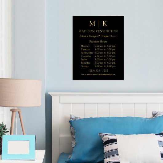 モノグラムまたはロゴの追加ビジネス金ゴールド 箔ポスター (インサイチュ (寝室))