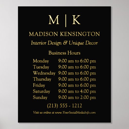 モノグラムまたはロゴの追加ビジネス金ゴールド 箔ポスター (正面)