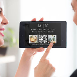 モノグラムまたはロゴの追加ビジネス2写真QRコード カード