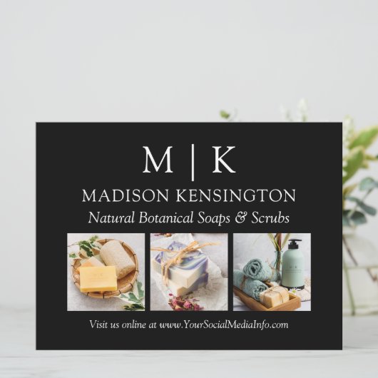 モノグラムまたはロゴの追加ビジネス3写真 カード (スタンド正面)