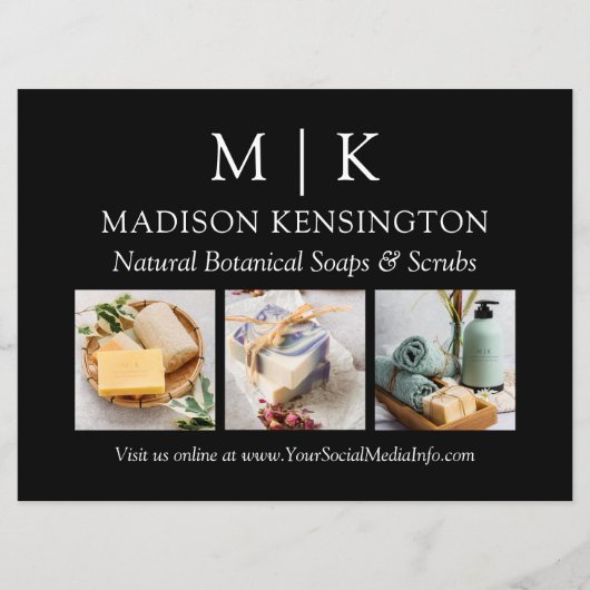 モノグラムまたはロゴの追加ビジネス3写真 カード (正面)