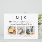 モノグラムまたはロゴの追加ビジネス3枚の写真 カード (スタンド正面)