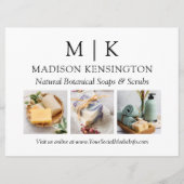 モノグラムまたはロゴの追加ビジネス3枚の写真 カード (正面)