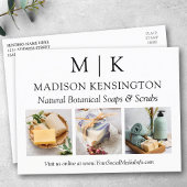 モノグラムまたはロゴの追加ビジネス3枚の写真 ポストカード