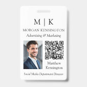 モノグラムまたはロゴの追加ビジネスQRコードフォト バッジ (正面)