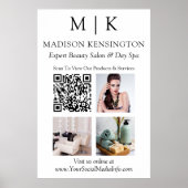 モノグラムまたはロゴの追加ビジネスQRコードフォト ポスター (正面)