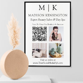モノグラムまたはロゴの追加ビジネスQRコードフォト ポスター