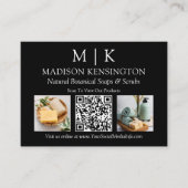 モノグラムまたはロゴの追加ビジネスQRコード2写真 名刺 (正面)