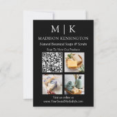 モノグラムまたはロゴの追加ビジネスQRコード3写真 カード (正面)