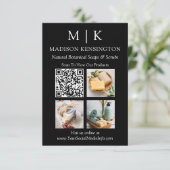 モノグラムまたはロゴの追加ビジネスQRコード3写真 カード (スタンド正面)