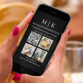 モノグラムまたはロゴの追加ビジネスQRコード3写真 カード