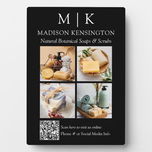 モノグラムまたはロゴの追加ビジネスQRコード4写真 フォトプラーク (正面)