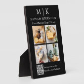 モノグラムまたはロゴの追加ビジネスQRコード4写真 フォトプラーク (側面)