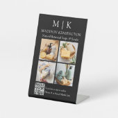 モノグラムまたはロゴの追加ビジネスQRコード4写真 台座サイン (正面)