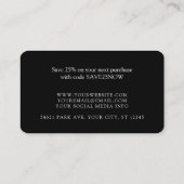 モノグラムまたはロゴの追加ビジネスQRブラックインサートカード 名刺 (裏面)