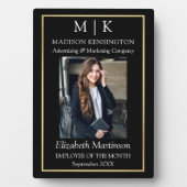 モノグラムまたはロゴの追加金ゴールドビジネス従業員デスク フォトプラーク (正面)