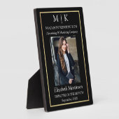 モノグラムまたはロゴの追加金ゴールドビジネス従業員デスク フォトプラーク (側面)