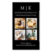 モノグラムまたはロゴの追加4枚の写真 マグネット名刺 (正面縦)