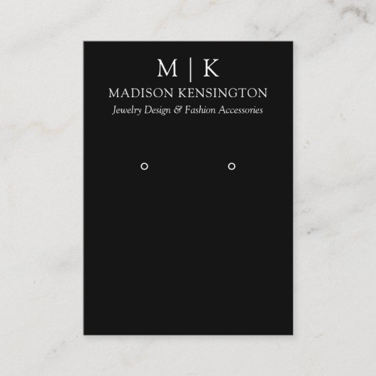 モノグラムまたはロゴの追加QRコードイヤリングディスプレイカード 名刺 (正面)