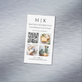 モノグラムまたはロゴの追加QRコード3写真 マグネット名刺 (インサイチュ)