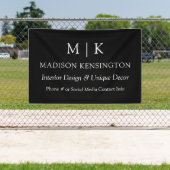 モノグラムまたはロゴを追加ビジネスブラック屋外 横断幕 (インサイチュ)