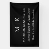 モノグラムまたはロゴを追加ビジネスブラック屋外 横断幕 (縦)