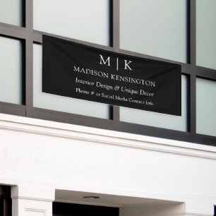 モノグラムまたはロゴを追加ビジネスブラック屋外 横断幕