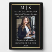 モノグラムまたはロゴを追加可能なビジネスゴールド社員デスク フォトプラーク (正面)