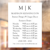 モノグラムまたはロゴを追加可能な営業時間 ウィンドウサイン (シート2)