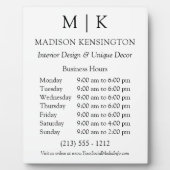 モノグラムまたはロゴを追加可能な営業時間 フォトプラーク (正面)