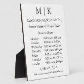 モノグラムまたはロゴを追加可能な営業時間 フォトプラーク (側面)