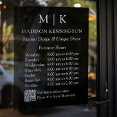 モノグラムまたはロゴを追加 ビジネスアワー QRコード ブラック ウィンドウサイン