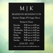 モノグラムまたはロゴを追加 - 営業時間 - ブラック ウィンドウサイン (シート3)