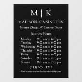 モノグラムまたはロゴを追加 - 営業時間 - ブラック ウィンドウサイン (シート)