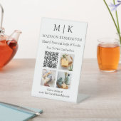 モノグラムまたはロゴビジネスの追加QRコードの写真 台座サイン (インサイチュ)