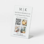 モノグラムまたはロゴビジネスの追加QRコードの写真 台座サイン (正面)