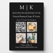 モノグラムまたはロゴビジネスの追加QRコードフォトブラック フォトプラーク (正面)