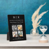 モノグラムまたはロゴビジネスの追加QRコードフォトブラック フォトプラーク (側面)