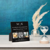 モノグラムまたはロゴビジネスの追加QRコード写真ブラック フォトプラーク (インサイチュ)