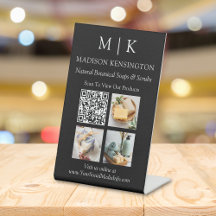 モノグラムまたはロゴビジネスの追加QRコード写真ブラック